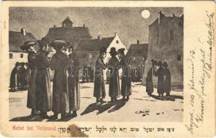 1903 Gebet bei Vollmond. S. M. P. Kr. Déposé 1904. / Jewish men praying at full moon. Judaica art postcard (fa)