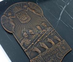 Osztrák-Magyar Monarchia 1917. "In memoriam 1914-1917" Br plakett (37x66mm) fekete márvány...