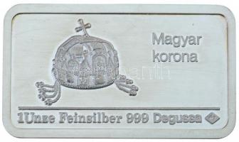 DN "Budapest Országháza / Magyar Korona" jelzett Ag befektetési tömb (31,14g/0.999/24x42mm...