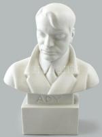 Herendi Ady Endre porcelán büszt, fehér bisquit, jelzett, hibátlan, m: 19 cm