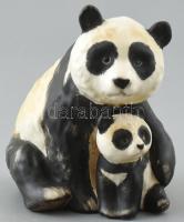 Goebel/Hummel panda kicsinyével , kézzel festett kerámia, jelzett, hibátlan, m: 10 cm