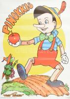 cca 1980 Walt Disney Pinokkió, amerikai rajzfilm plakát. Békéscsaba, Békés Megyei Nyomdaüzem Vállalat. 60x42 cm