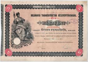 Budapest 1926. "Belvárosi Takarékpénztár Részvénytársaság" öt részvénye egyben 250P-ről (2...