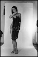 cca 1975 Kalap, kombiné, bugyi szép sorban...., szolidan erotikus felvételek, 9 db vintage NEGATÍV, ...