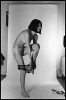 cca 1975 Kalap, kombiné, bugyi szép sorban...., szolidan erotikus felvételek, 9 db vintage NEGATÍV, ...