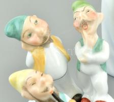 Herendi Hófehérke és a hét törpe, kézzel festett, jelzett, sérült, m: 6 és 13,5 cm között