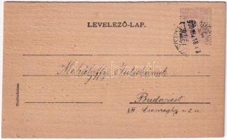 1900 Virágos üdvözlőlap fakéregből / Wooden greeting card made out of tree bark with flower