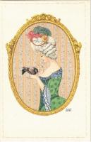 Art Nouveau Lady with bird. B.K.W.I. 622-6. s: August Patek