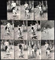 cca 1977 Ádám és Éva a paradicsomban, Marinkay István (1920-?) veszprémi fotóművész hagyatékából 11 db vintage fotó, 9x6 cm