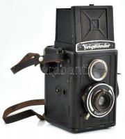 Voigtländer Brillant TLR fényképezőgép Voigtar 1,7 f:7,5 cm, kissé kopottas, működőképes állapotban / Vintage German TLR camera, in slightly worn, working condition