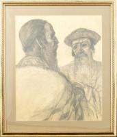 Jelzés nélkül: Rabbi. Szén, papír, üvegezett fa keretben, 49x41 cm