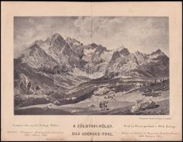 1886 A Zöldtavi völgy a Tátrában. Divald K. metszete alapján. 28x22 cm Hajtva