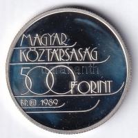 1989. 500Ft Ag "Téli Olimpia-Albertville" T:1- (PP) felületi karc, patina Adamo EM111
