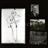 cca 1960-as években készült felvételek Kádár János (1912-1989) politikusról, 4 db NEGATÍV, 9x6 cm és 3x1,9 cm között
