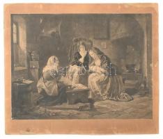 C Becker jelzéssel: Jósasszony, 1851. Rézmetszet, papír, kartonra kasírozva. Jelzett a metszeten. Sérült. 38,5x51,5 cm