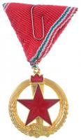 1956. Tűzrendészeti Érem arany fokozata, zománcozott és aranyozott Br kitüntetés mellszalaggal T:1-,2 NMK 564.