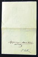 Apponyi Albertné saját kezű aláírása estély programján