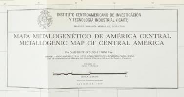1969 Metallogenic map of Central America. 2 részből álló térkép 100x75 cm