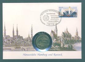 NDK 1988. 5M "Rostock-hajó motívum" érmés, bélyeges borítékon T:1