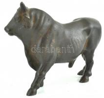 Bronz bika szobor, kis sérüléssel, 12x10x4 cm