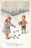 1916 Weihnachtsgruss! / Children art postcard with Christmas greeting. H.H.i.W. Serie 1186. (Rb)