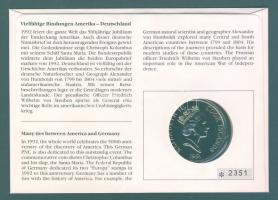 Cook-szigetek 1991. 5$ Ag "500 éves Amerika" érmés, bélyeges borítékon T:1