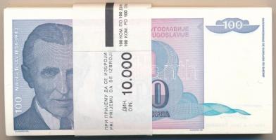 Jugoszlávia 1994. 100D (96x) eredeti banki kötegelővel T:I,I-  Yugoslavia 1994. 100 Dinara (96x) in orignal Bank wrapper C:UNC,AU