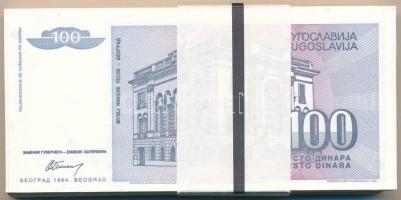 Jugoszlávia 1994. 100D (96x) eredeti banki kötegelővel T:I,I- 
Yugoslavia 1994. 100 Dinara (96x) in...