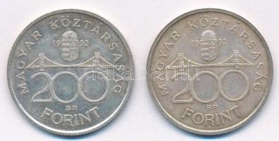 1992. 200Ft Ag "MNB" (2x) T:1-,2 patina
Adamo F13
