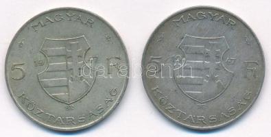 1947. 5Ft Ag "Kossuth" (2x) T:2-,3 patina
Adamo F8.1