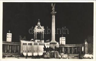 1938 Budapest XXXIV. Nemzetközi Eucharisztikus Kongresszus, főoltár este / 34th International Eucharistic Congress, main altar at night