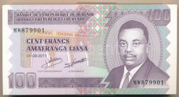 Burundi 2011. 100Fr (100x) kötegelővel, sorszámkövetők T:I,I-  Burundi 2011. 100 Francs (100x) with wrapper, sequential serials C:UNC,AU