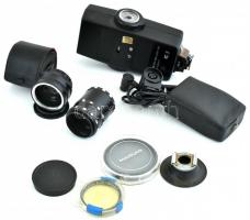 Zenit B fényképezőgép MIR-1 2,8/37 objektívvel, hozzá plusz objektív tokkal: Helios 44-2 2/58, Solig...