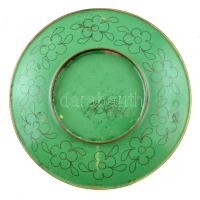 Cloisonne, rekeszzománcos kínai tányér, jó állapotú d: 16cm