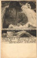 Magyarország földarabolása ciklus III. képe: "Megöltétek a magyar gátőrt, aki ezer évig védte Európát" Kiadja Magyarország Területi Épségének Védelmi Ligája / Dismemberment of Hungary. "You have killed Hungary and destroyed the dikes which defended Europe for a thousand years" Hungarian irredenta propaganda, Trianon s: Unghváry Sándor