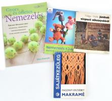 Kézimunka könyvek: Nemezelés két szakkönyv, Makramé, Játékok vízparti növényekből.