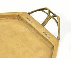 Argentor jugendstil füles alpakka tálca, jelzett, erősen kopott. 56x40 cm