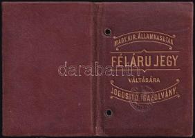 1903 Bp., M. Kir. Államvasutak félárú jegy vásárlására jogosító fényképes igazolvány