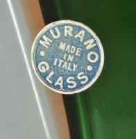 Muránói sommerso üveg váza, jelzett, hibátlan, 1970 körül (Favio Poli). m: 14 cm