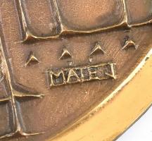 Máté János: Réz fali tál, jelzett, jó állapotban, d: 27 cm