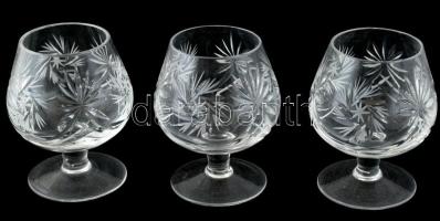 6 darabos kristály konyakos pohár készlet csiszolt, hibátlan