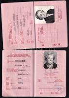 1972-1975 Magyar Népköztársaság által kiállított fényképes útlevél, 2 db, eltérő fotóoldalakkal