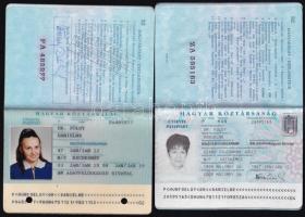 1993, 1999 Magyar Köztársaság által kiállított fényképes útlevél, 2 db, eltérő fotóoldalakkal / Hungarian passports