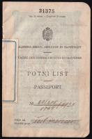 1923 Szerb Horvát Szlovén Királyság által kiállított útlevél, I. Péter neve I. Sándorra javítva