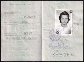 1976 Jugoszláv fényképes útlevél, Líbia, Görögország, Kuvait, Irak vízumokkal