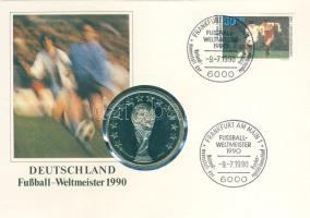 NSZK 1990. "Németország labdarúgó világbajnok" ffém emlékérem érmés, bélyeges borítékon T:PP