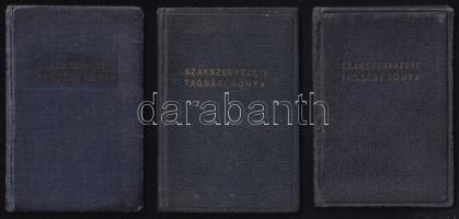 6 db szakszervezeti tagsági könyv tagdíjbélyegekkel