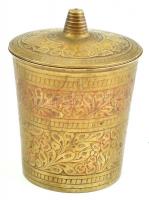 India fedeles pohár, gazdagon díszített florális motívumokkal, kopott, jelzett, m: 11 cm
