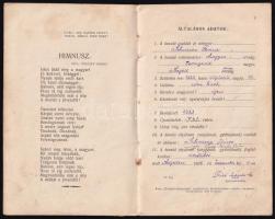 1927 Szeged, irredenta elemi népiskolai értesítő könyvecske + oltási és névváltoztatási dokumentumok