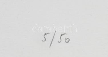 Olajos György (1953-): Luna decrescit, 1991. Litográfia, papír, jelzett, számozott (5/50). 90×59 cm